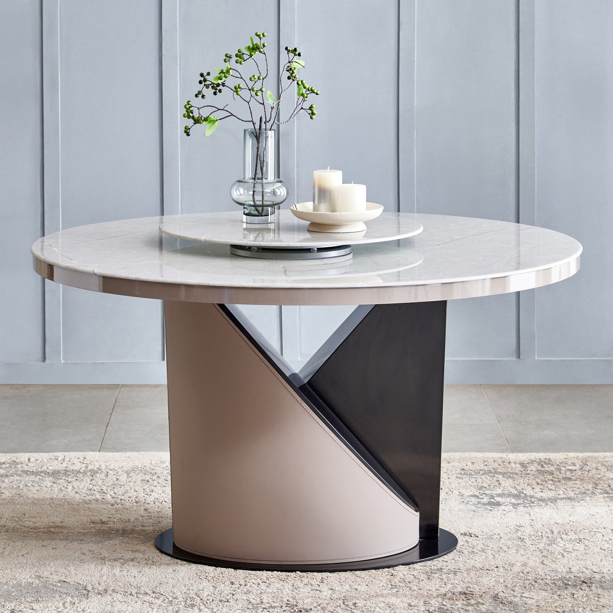 seater glass dining table with glass top and pebbles