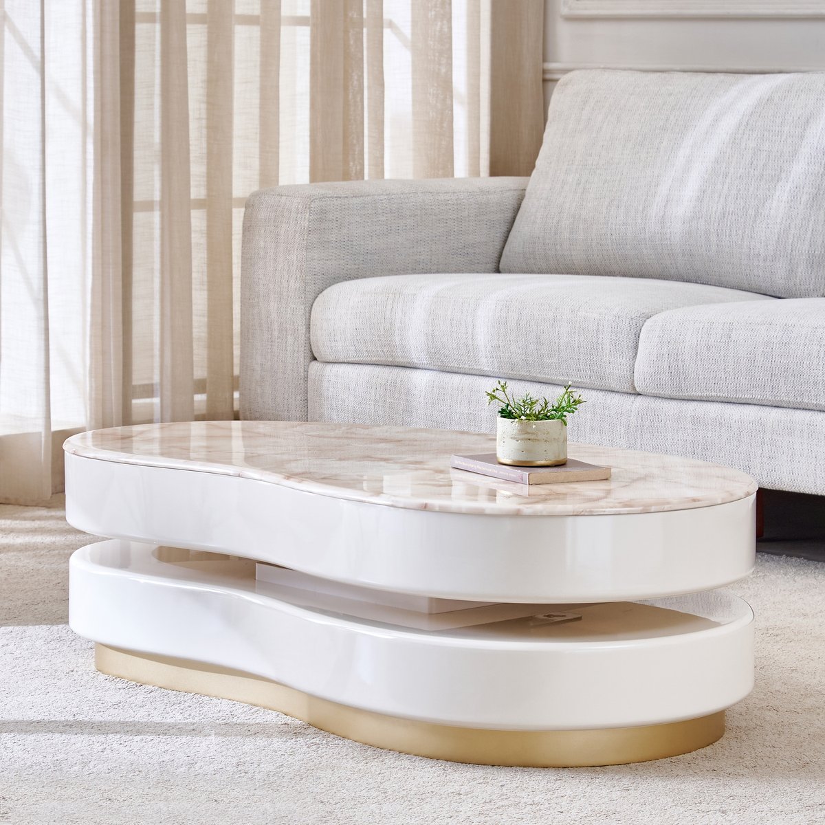 Buy Alchemy Faux Marble Top Coffee Table - Cream from Home Centre