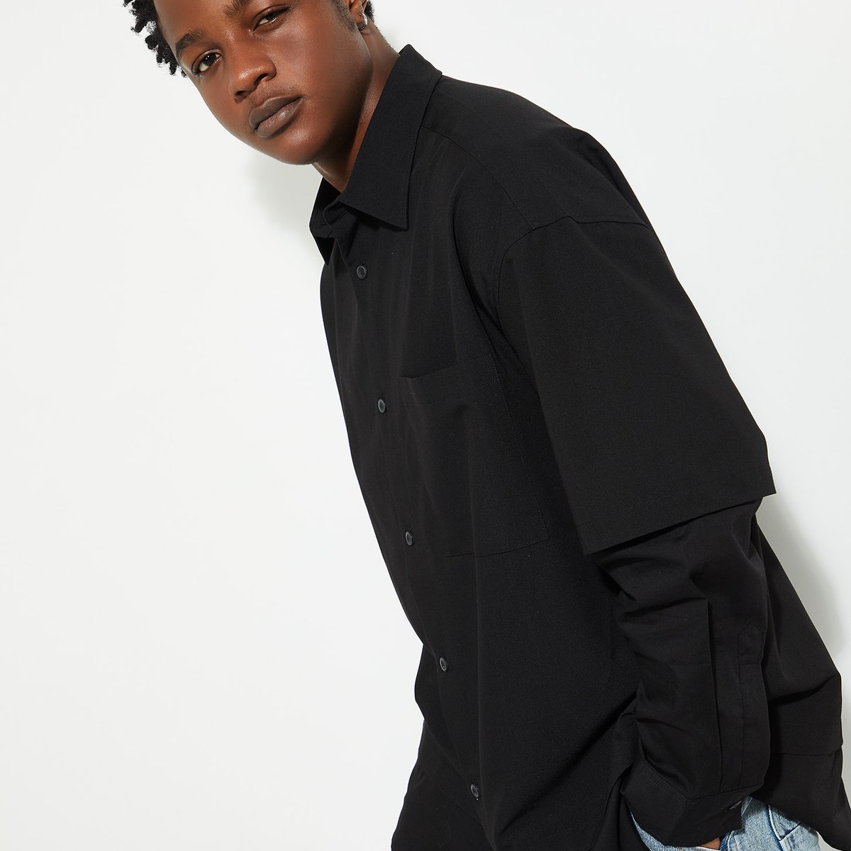 ARCH THE　WOOL SILK SHIRT 　BLACK -1117Wx1400H-410483381-1b000-