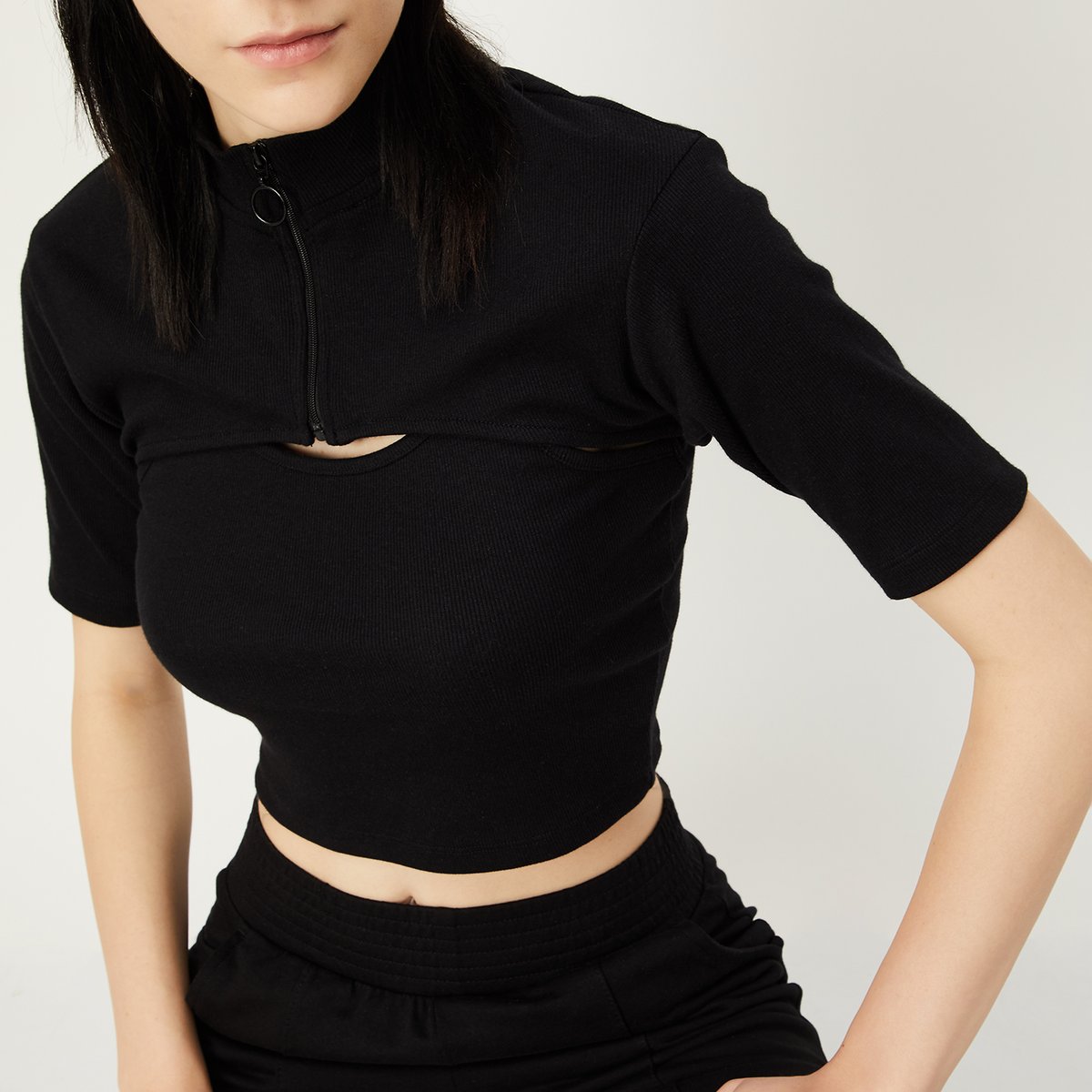 Buy Women Ribbed Layered Crop Top Online at just Rs. 599.0