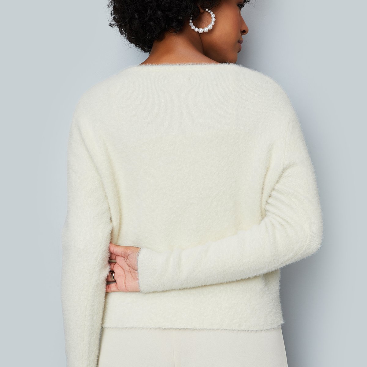 fluffwear くるしく Diamond Aran sweater PEARL 4y