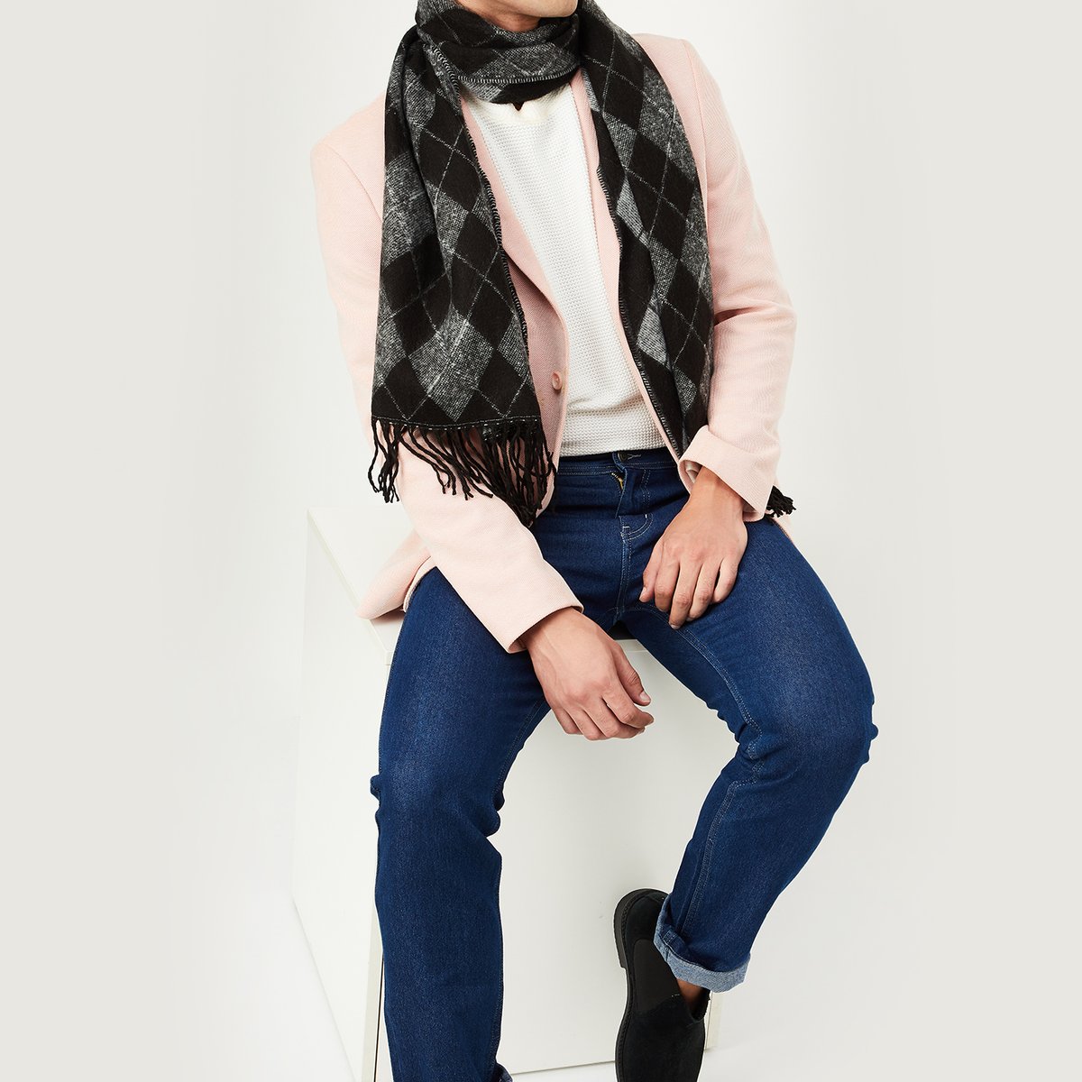 Buy Men Argyle Pattern Mufflers Online at just Rs. 699.0