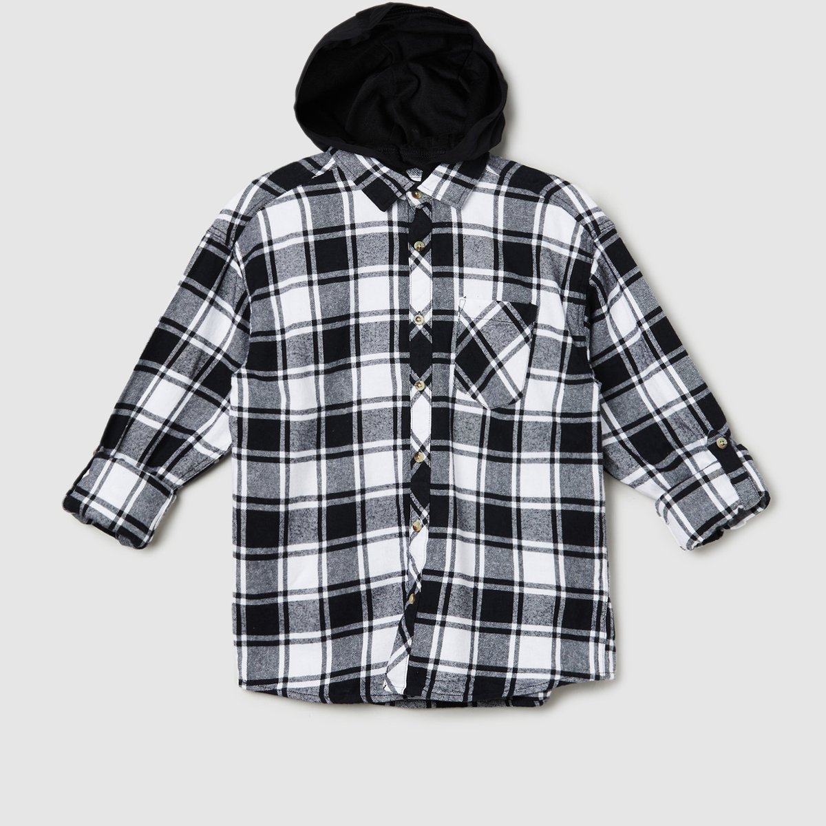 Buy Boys Tartan Checked Hooded Shirt Online at just Rs. 799.0  