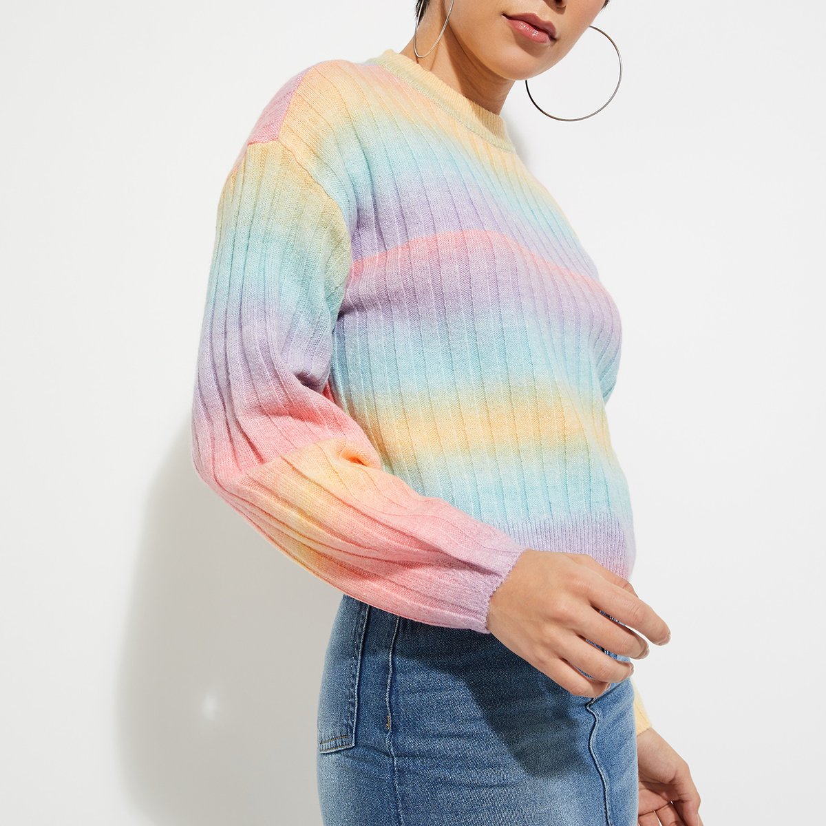 Ombre Sweater Pastel Rainbow Striped Sweater Plus Size Pastel