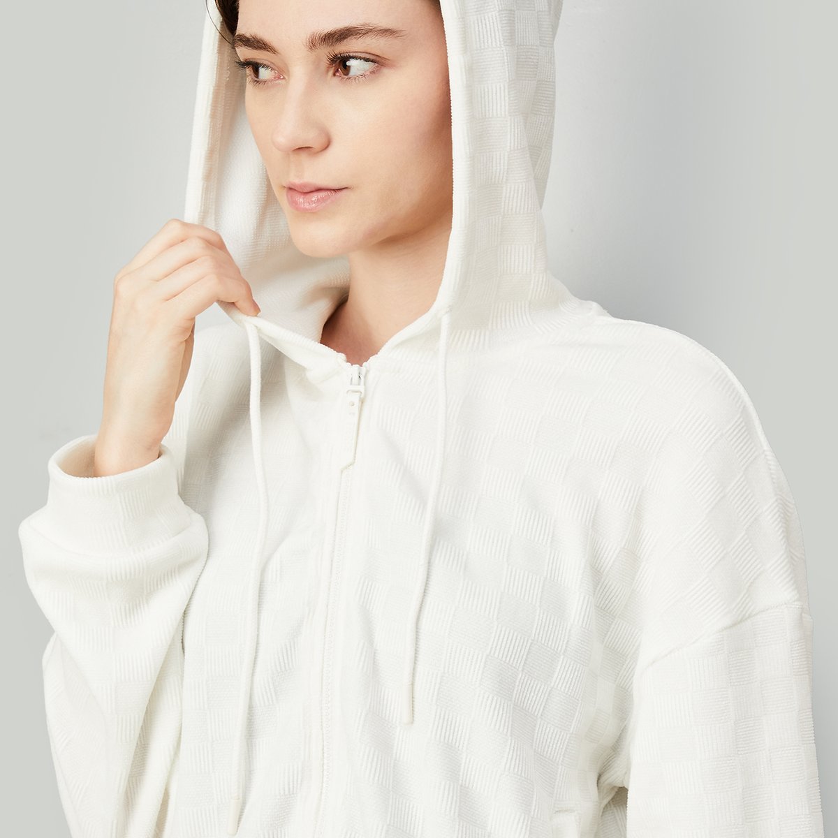 トップス ANDMARY Jeniffer knit hoodie set ivory ANDMARY】Jeniffer knit hoodie set