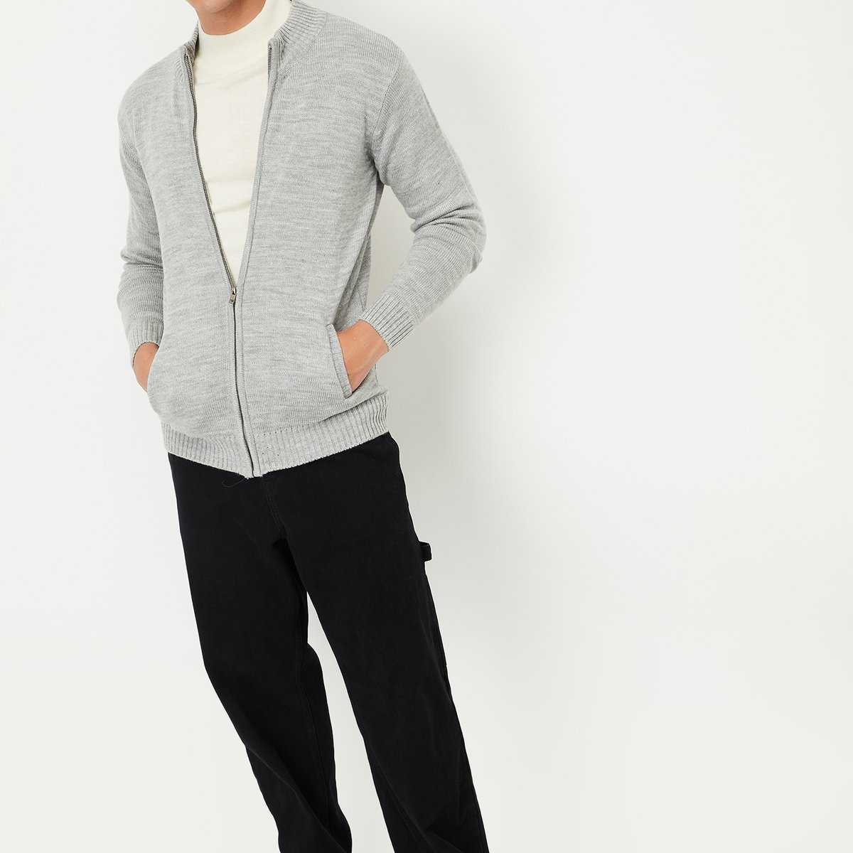 Buy Men Knit Zip Cardigan Online at just Rs. 1499.0