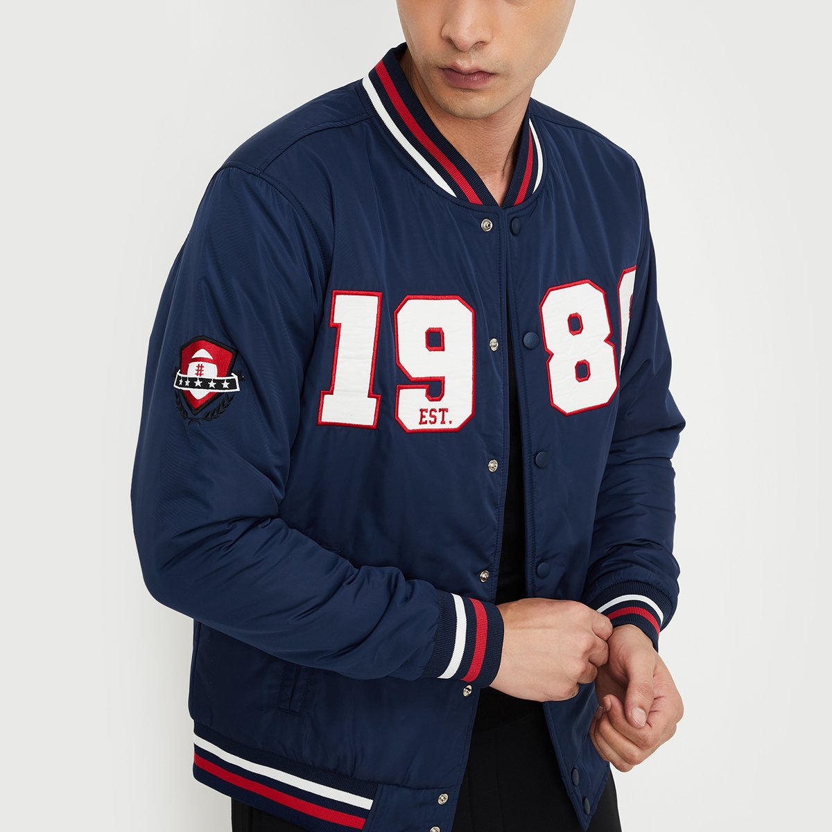 Buy Men Embroidered Varsity Jacket Online at just Rs. 2299.0 