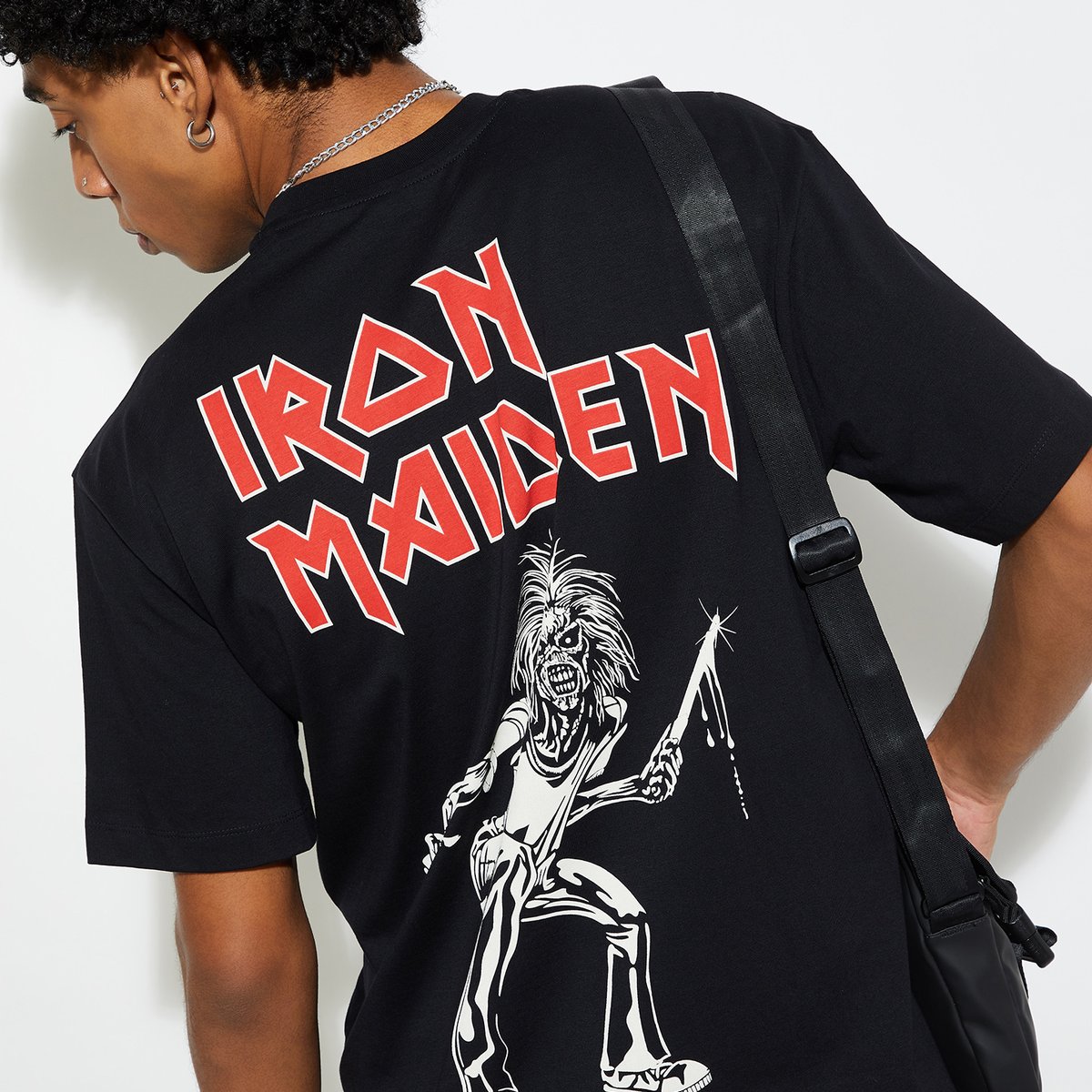 Buy URB_N Men Iron Maiden Print Oversized T-shirt Online at just