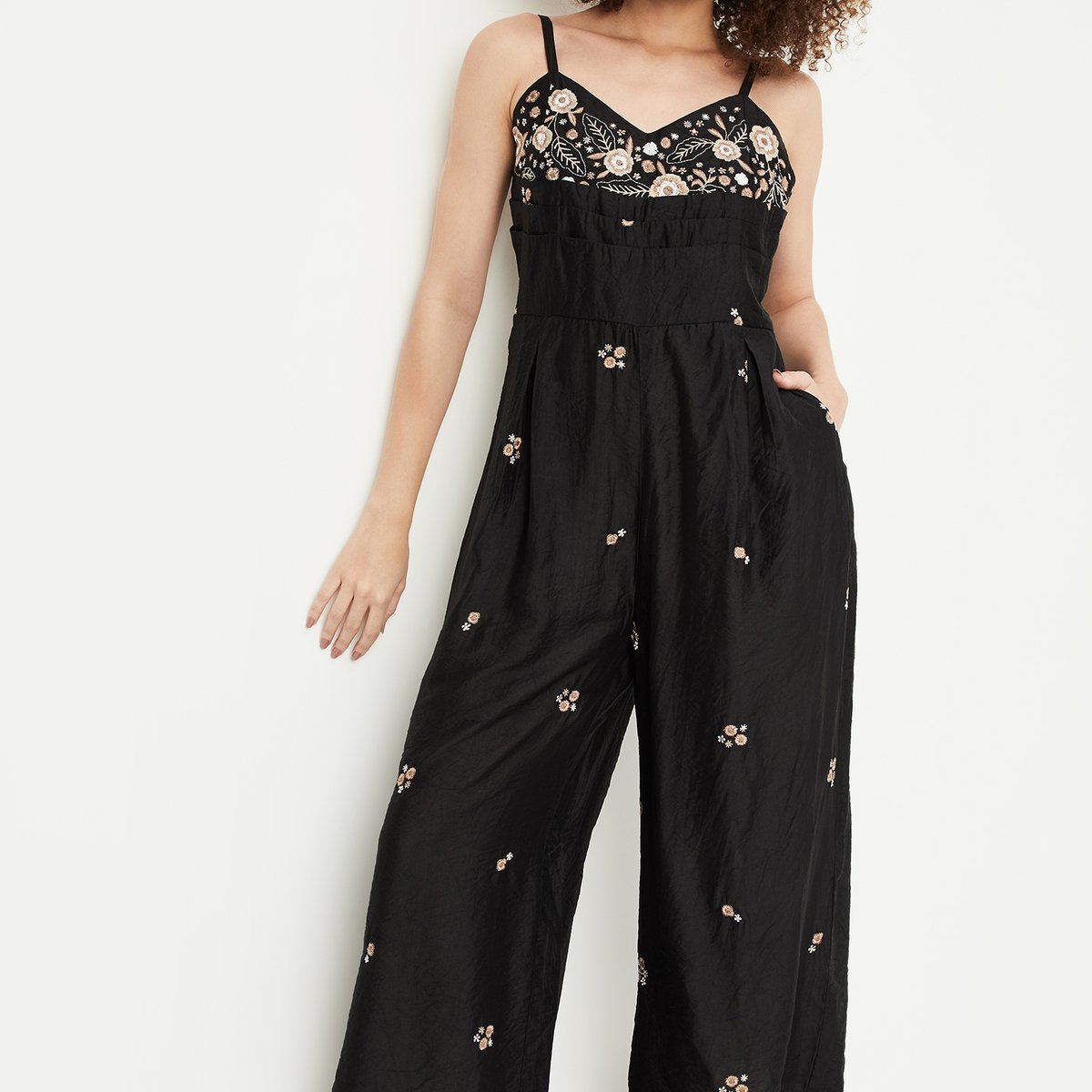 American Eagle Black Floral Jumpsuit American Eagle Women's Large