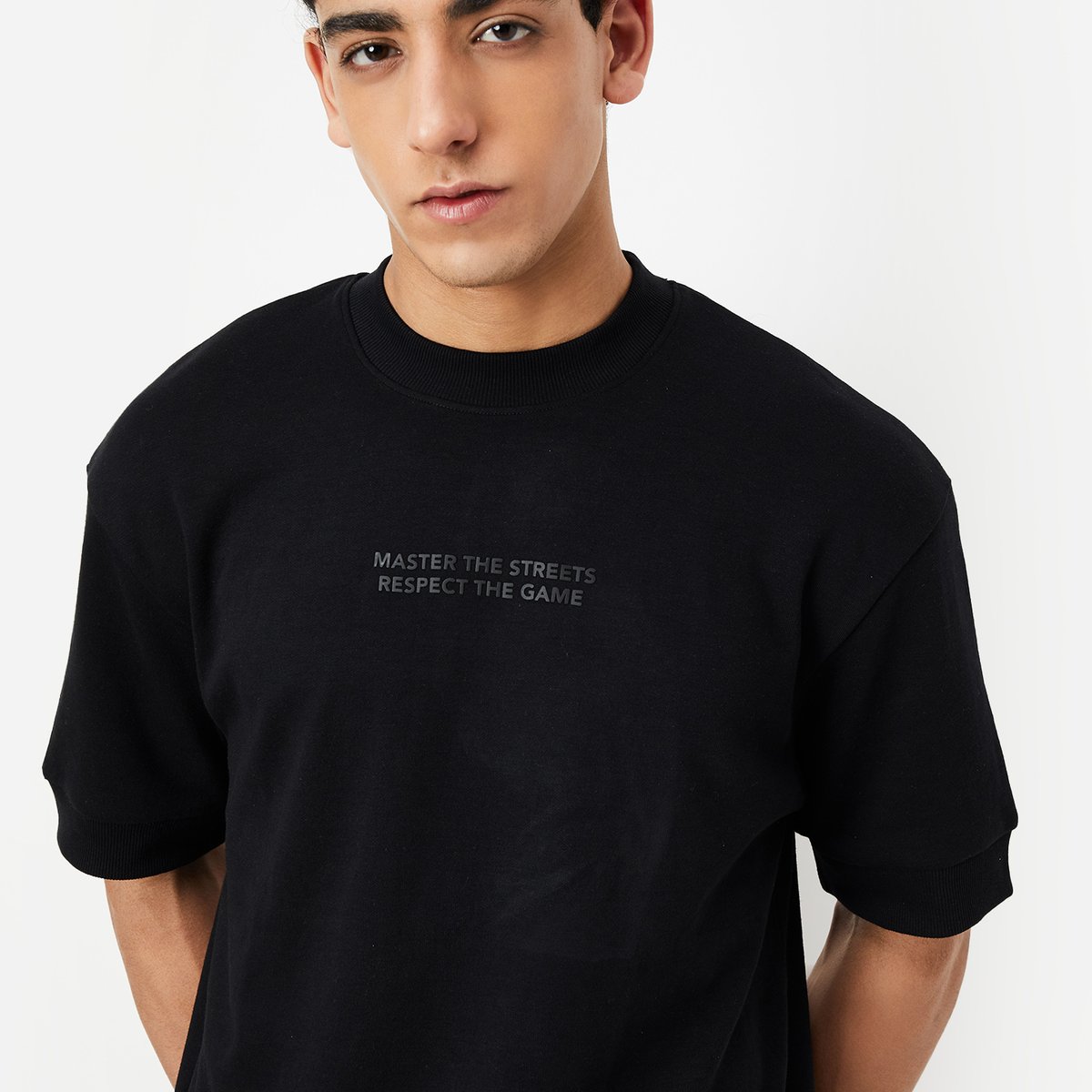 Men Solid Oversized Athleisure T-shirt
