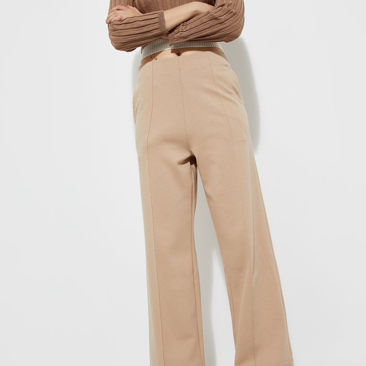 Buy ALAYA F x URB_N Textured Wide Leg Trousers Online at just Rs