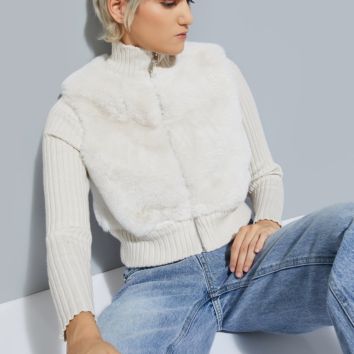 Buy ALAYA F x URB_N Women Faux Fur Jacket Online at just Rs