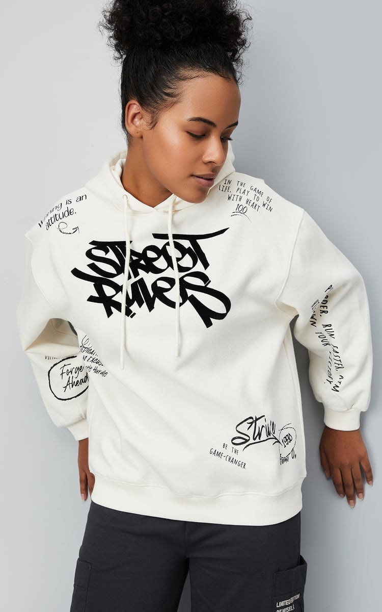 Buy Women Printed Hooded Sweatshirt Online at just Rs. 999.0