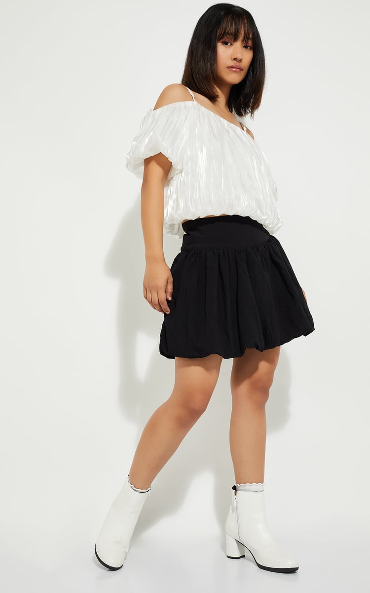 ENFOLD WRINKLES BALLOON-SKIRT ダークネイビー38 ENFOLD WRINKLES