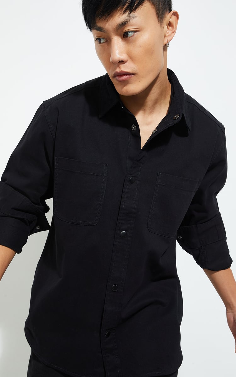 トップス Fly Front Sleeve Oversized Shirt s black Buy URB_N Men Solid Oversized Shirt Online at just Rs. 1499.0