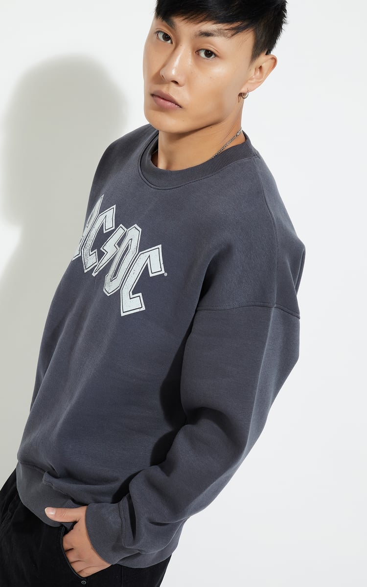 Buy URB_N Men Oversized AC/DC Printed Sweatshirt Online at