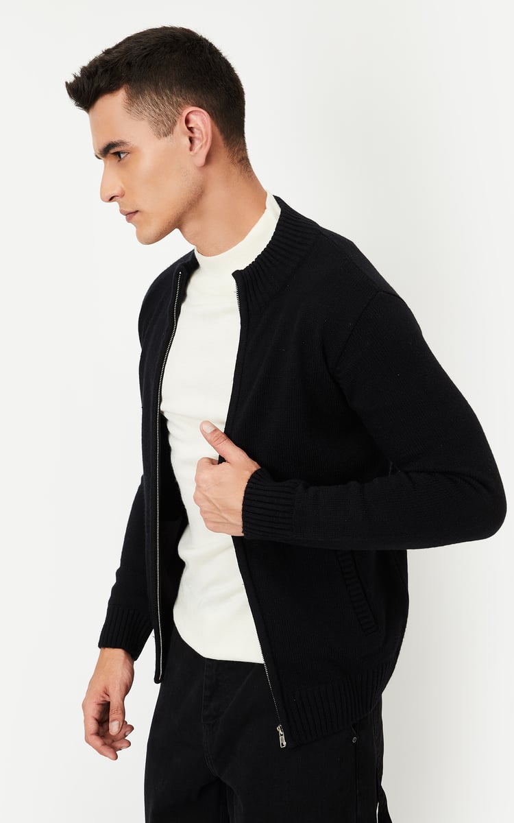 Buy Men Knit Zip Cardigan Online at just Rs. 1499.0