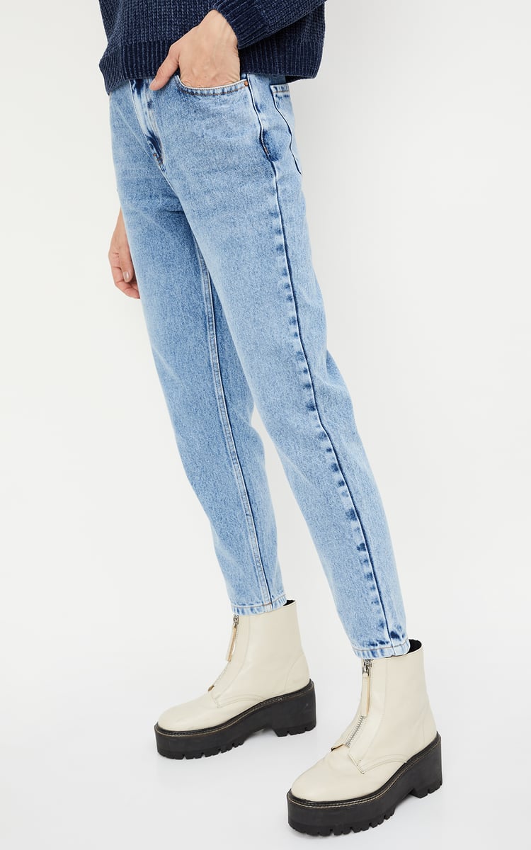 Buy Women Mom Fit Washed Jeans Online at just