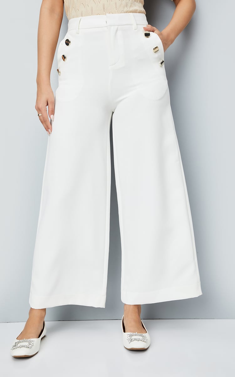 Fax Copy Express Black Wide-Leg Trousers | Smart Closet