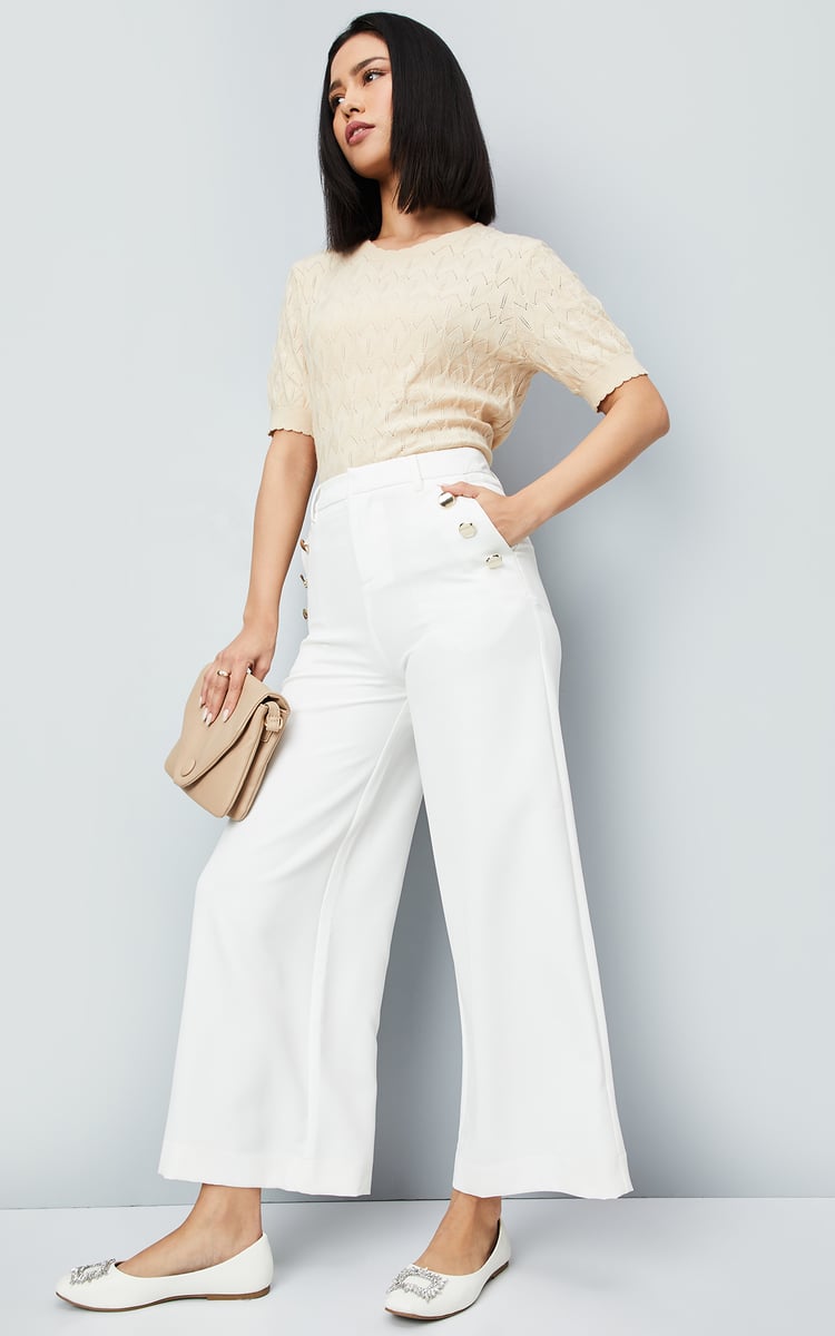 Fax Copy Express Black Wide-Leg Trousers | Smart Closet