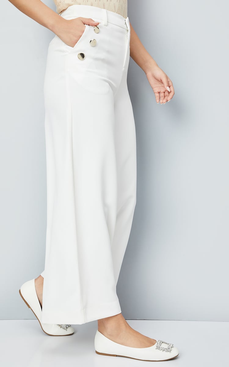 Fax Copy Express Black Wide-Leg Trousers | Smart Closet