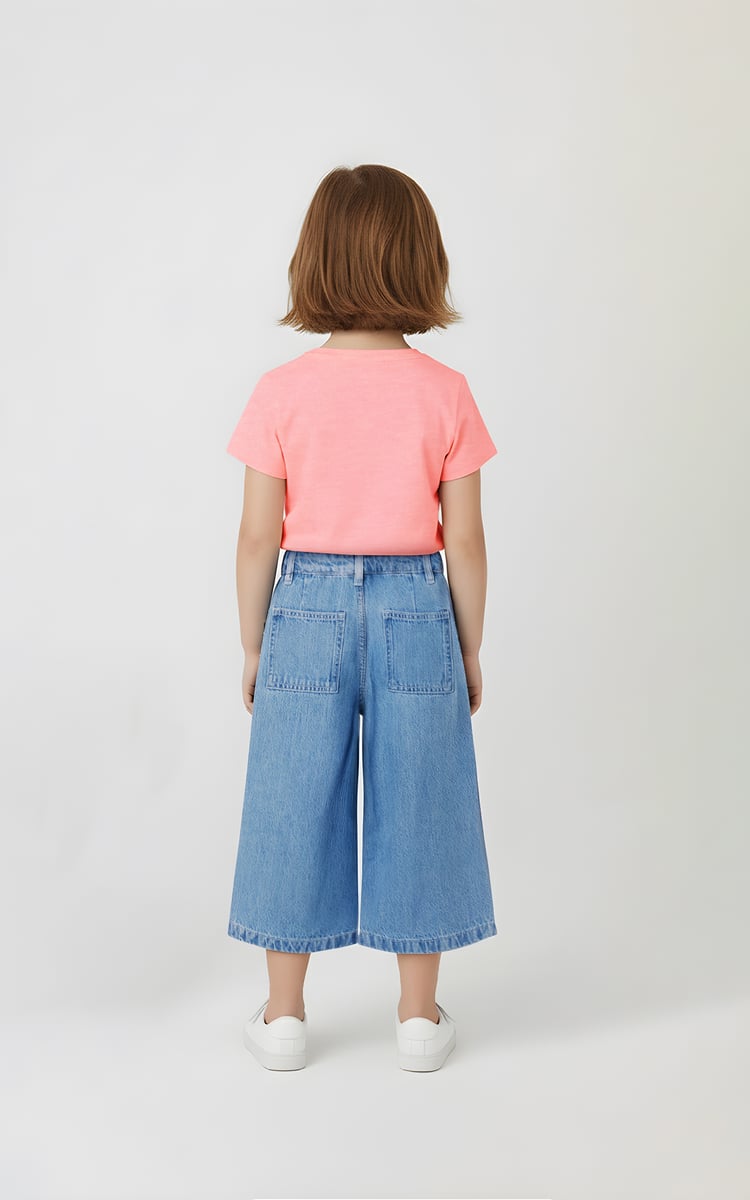 Buy Girls Washed Wide Leg Jeans Online at just Rs. 799.0