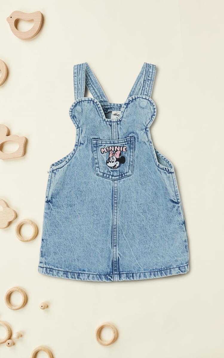 Buy Girls Minnie Mouse Denim Dungaree with T-shirt Online at just