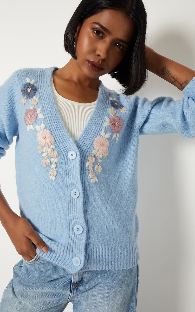 Buy Women Floral Embroidered Cardigan Online at just Rs. 1599.0