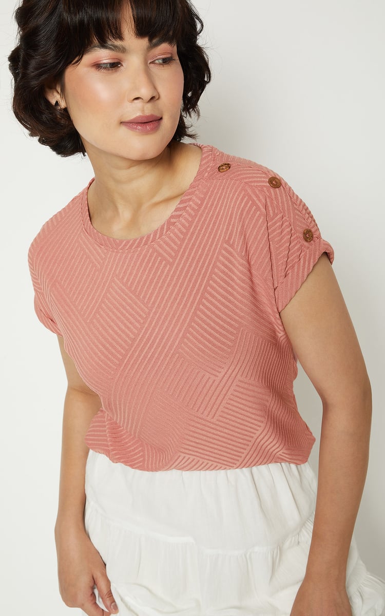 Buy Women Textured Knit Top Online at just Rs. 399.0