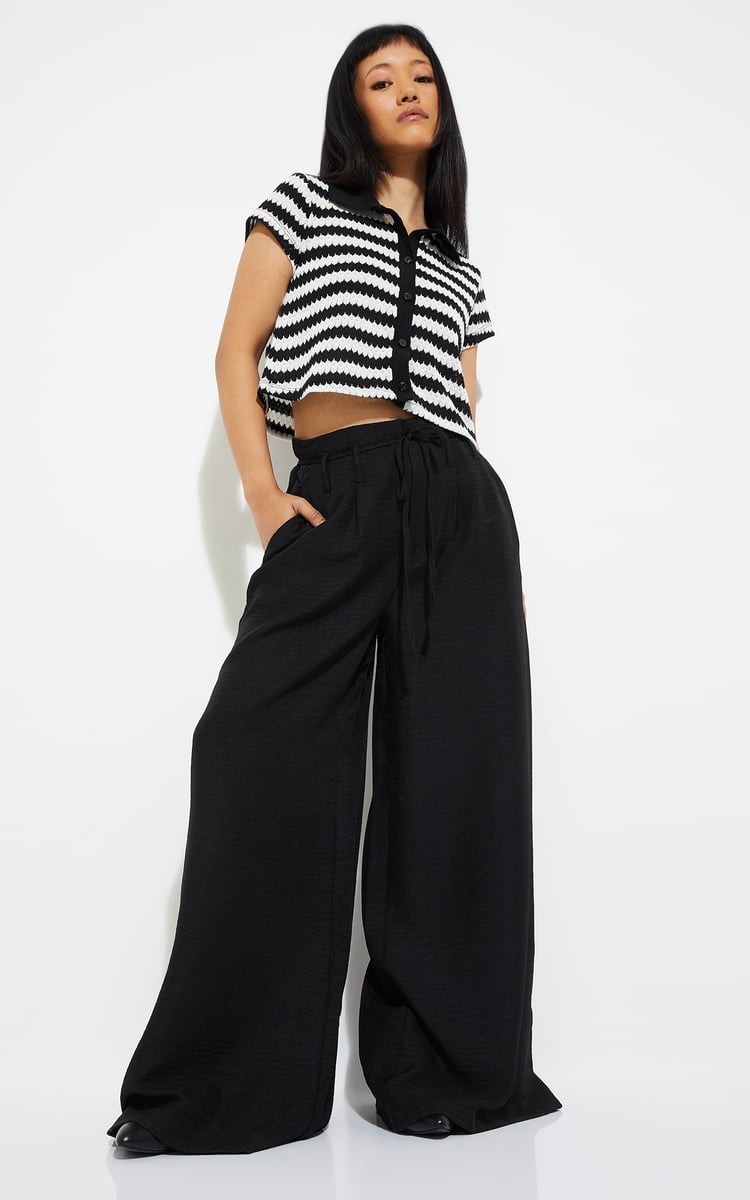 Buy ALAYA F x URB_N Women Pleated Front Wide Leg Trousers Online