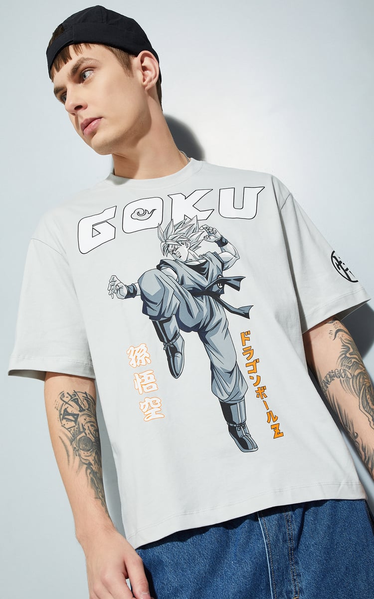 Buy URB_N Men Dragon Ball Z Printed Oversized T-shirt Online at