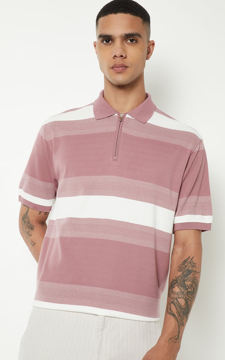 Buy Men Striped Polo T-shirt Online at just Rs. 799.0