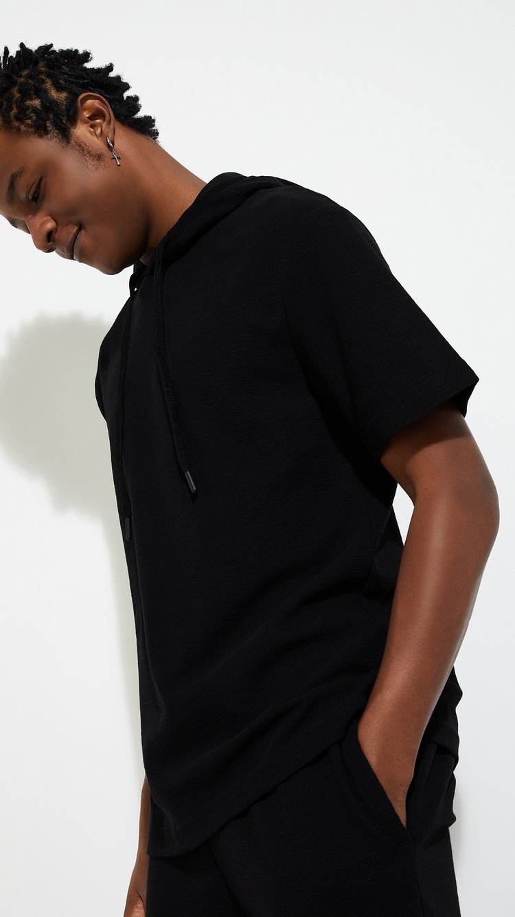 Buy URB_N Men Solid Hooded T-shirt Online at just Rs. 699.0 