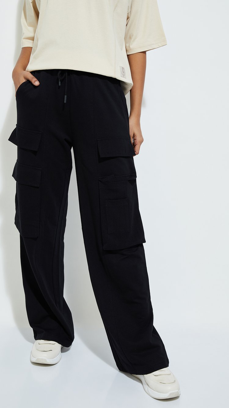 Buy URB_N Women Relaxed Fit Cargo Track Pants Online at just Rs