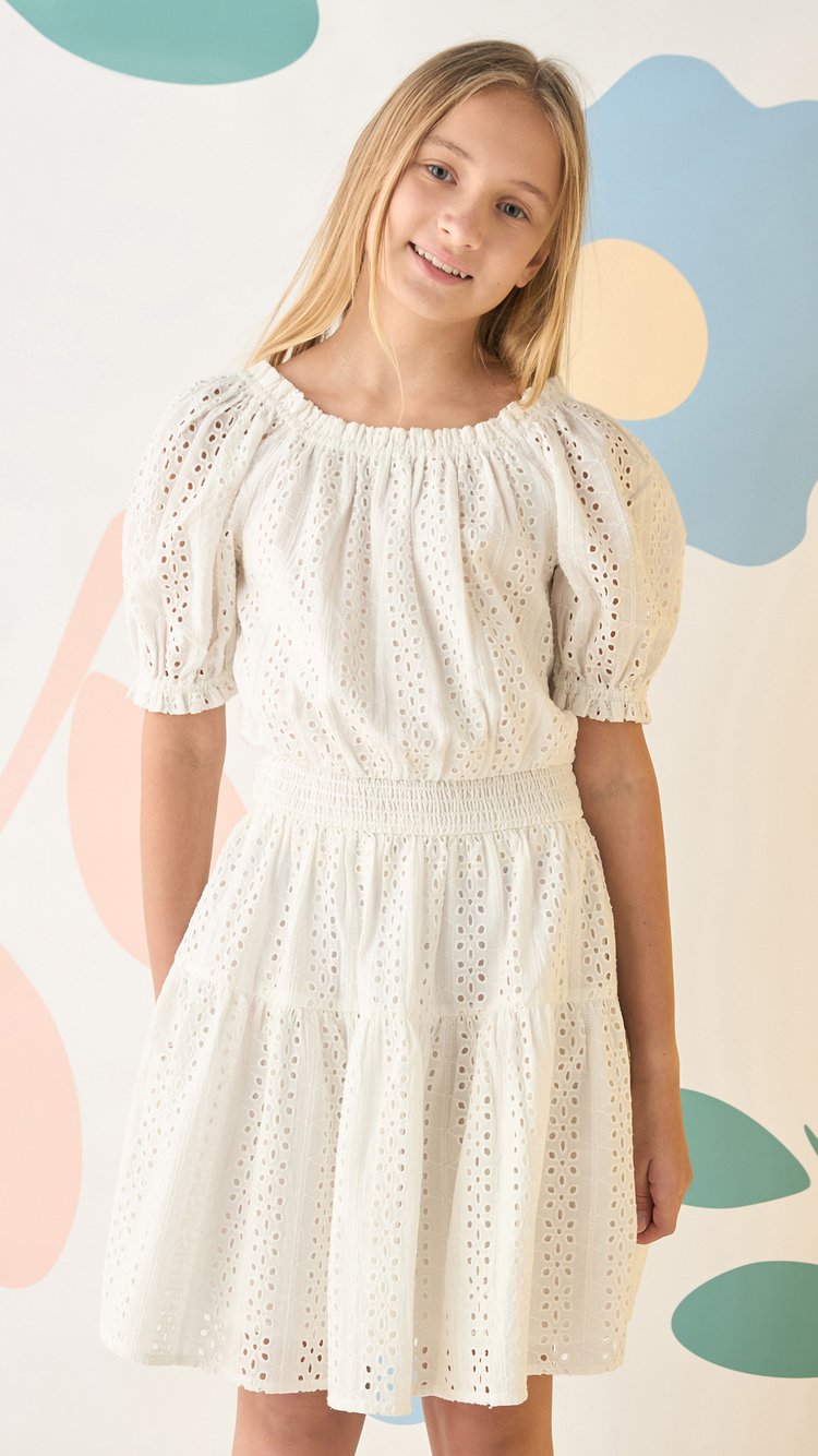 Buy Girls Schiffli Fit & Flare Dress Online at just Rs. 1299.0