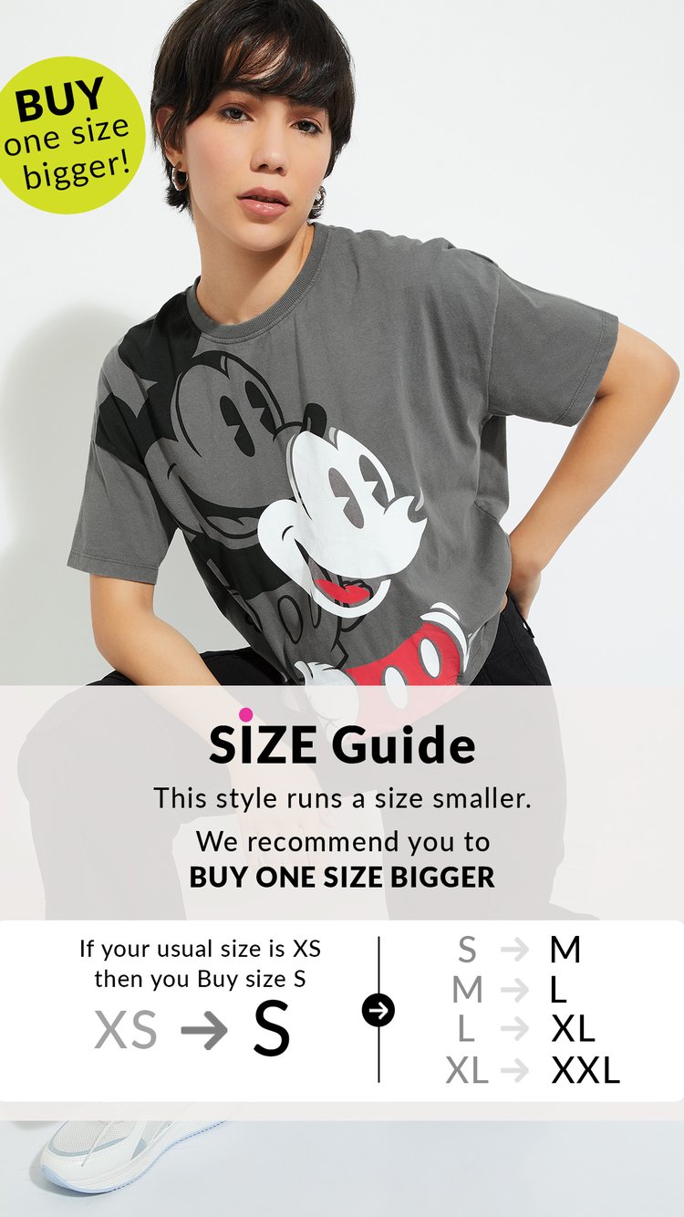 Buy URB_N Women Boxy Fit Mickey T-shirt Online at just Rs. 599.0