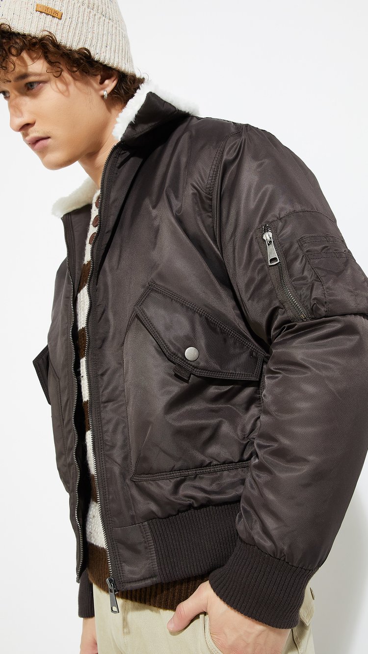 増*士様 90s mont-bell short wool bomber jac 1000014449088-Brown-BROWN-