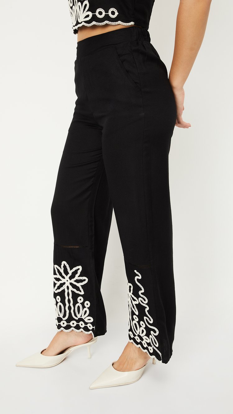 DAIRIKU Embroidery Western Wide Slacks DAIRIKUWide Vintage Denim