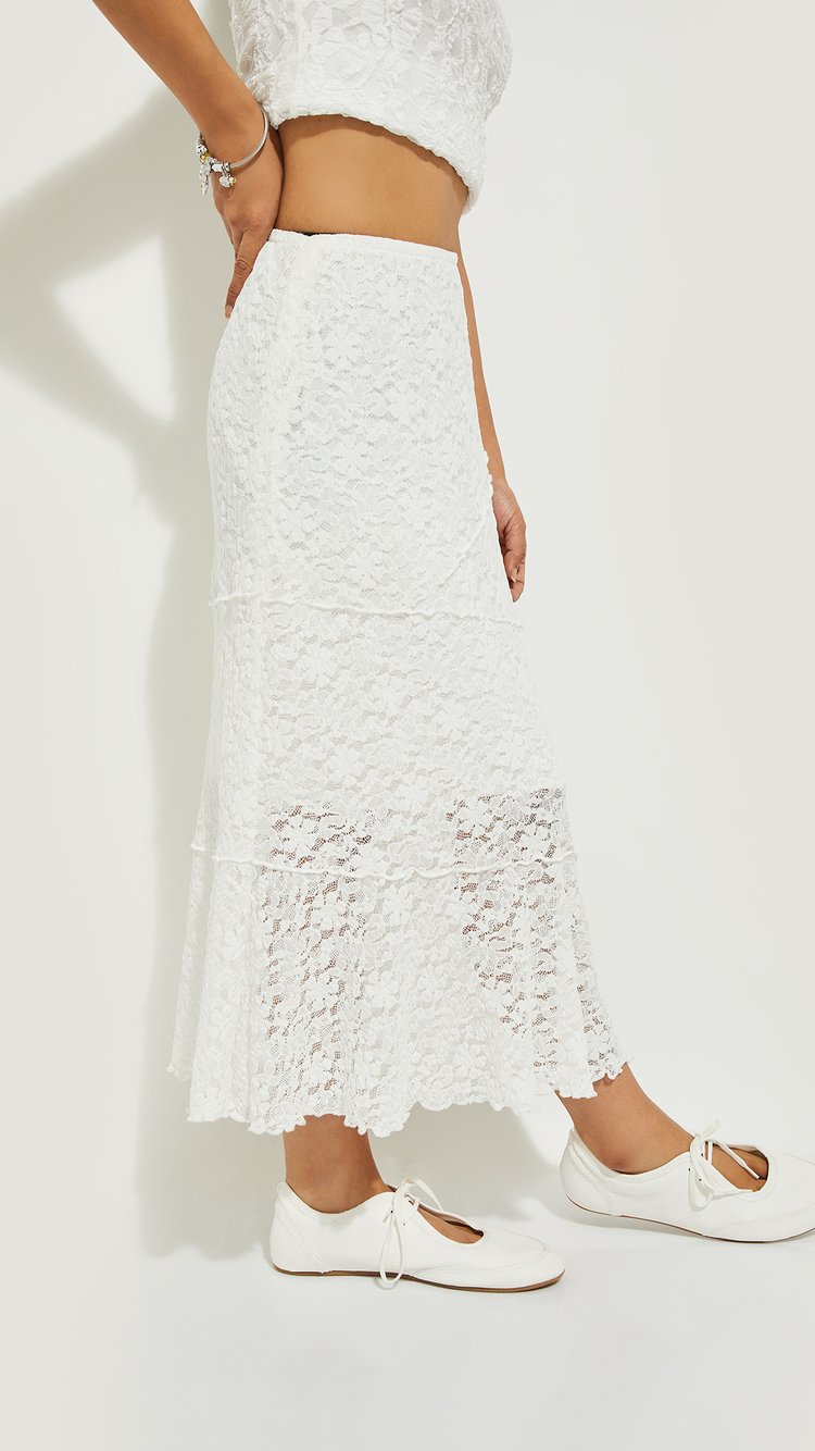 Buy ALAYA F x URB_N Women Lace Long Skirt Online at just Rs