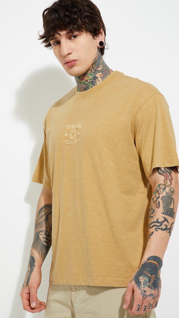 Buy URB_N Men Textured Oversized Fit T-shirt Online at just Rs