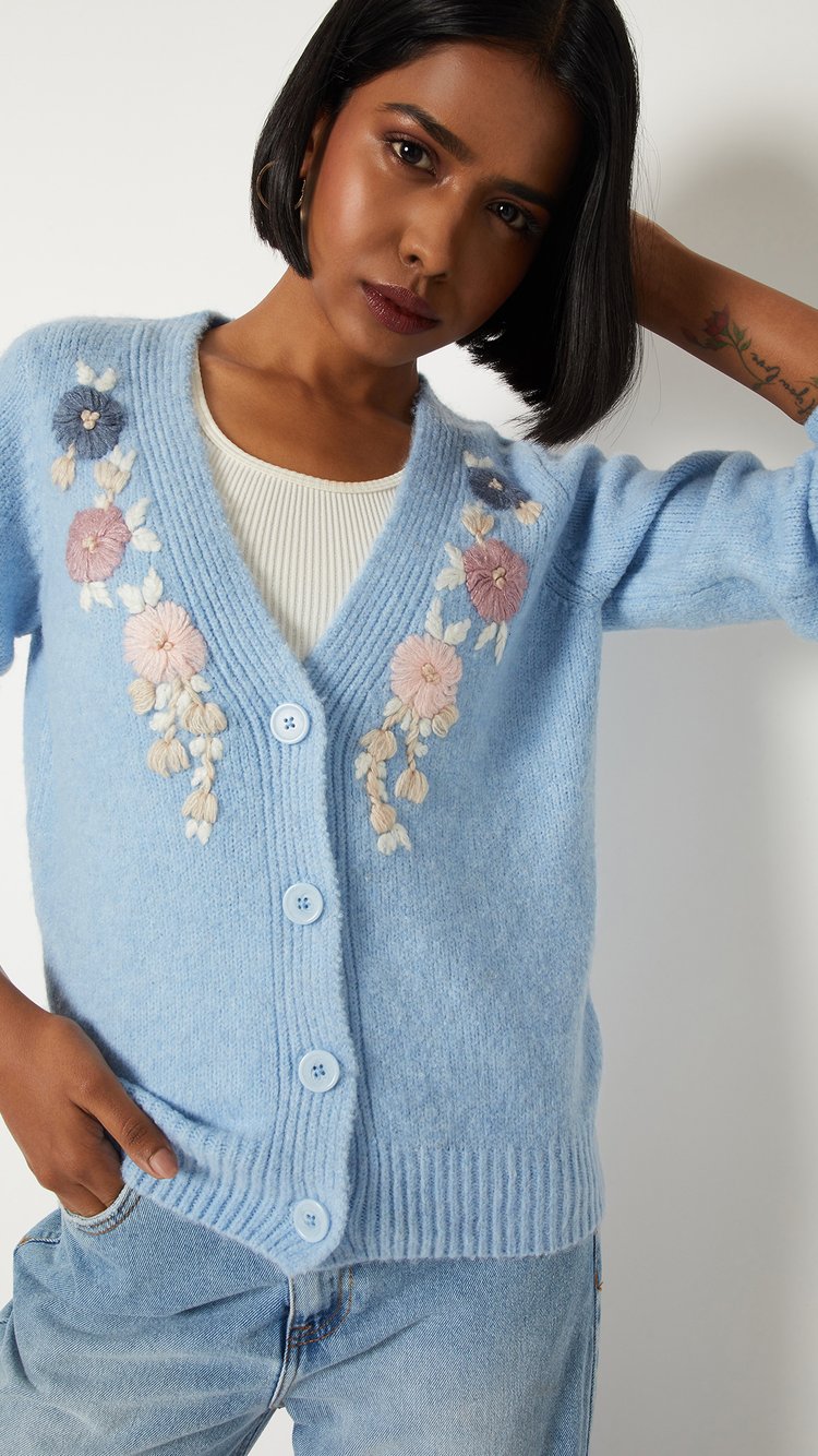 Buy Women Floral Embroidered Cardigan Online at just Rs. 1599.0