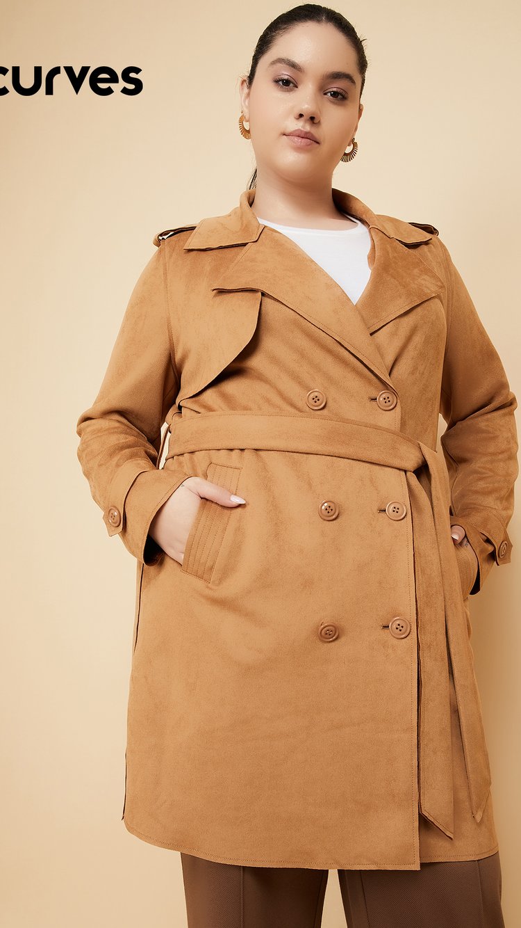 Buy Women Textured Trench Coat Online at just Rs. 3099.0