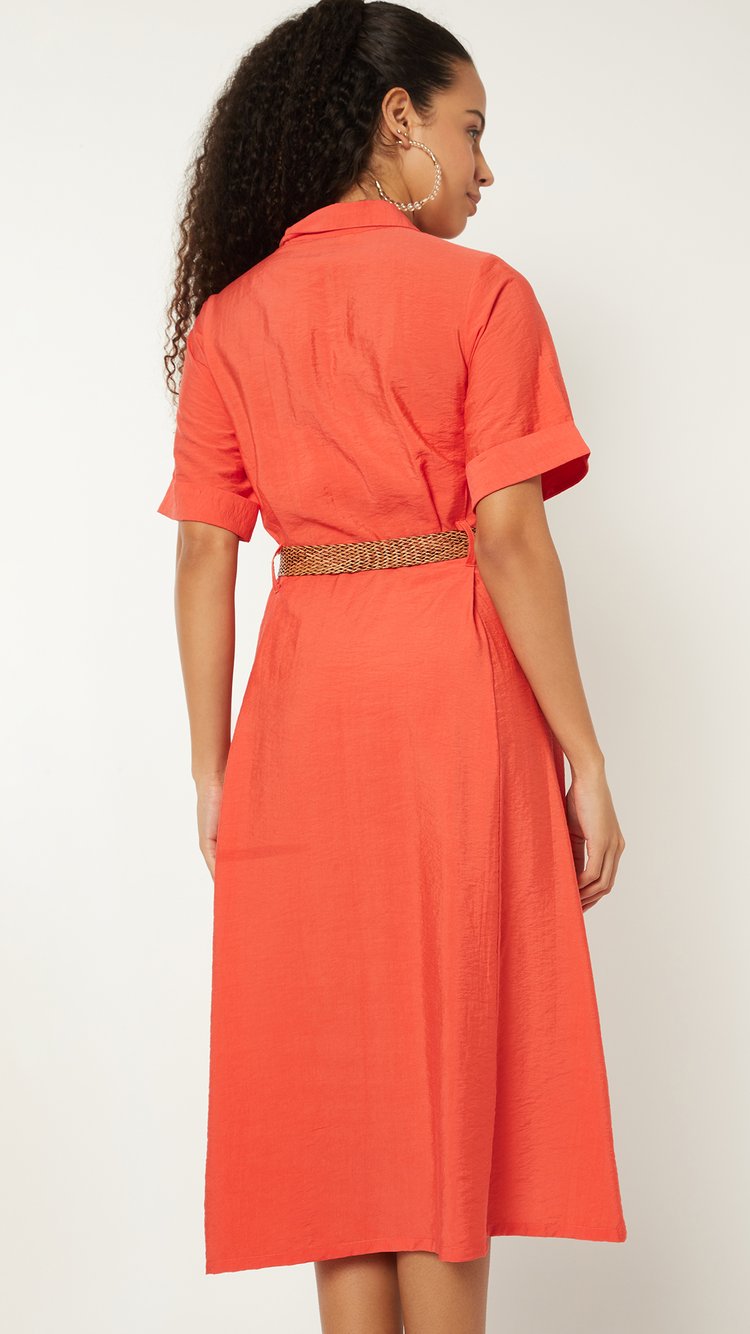 Buy Women Solid Belted Shirt Dress Online at just Rs. 999.0