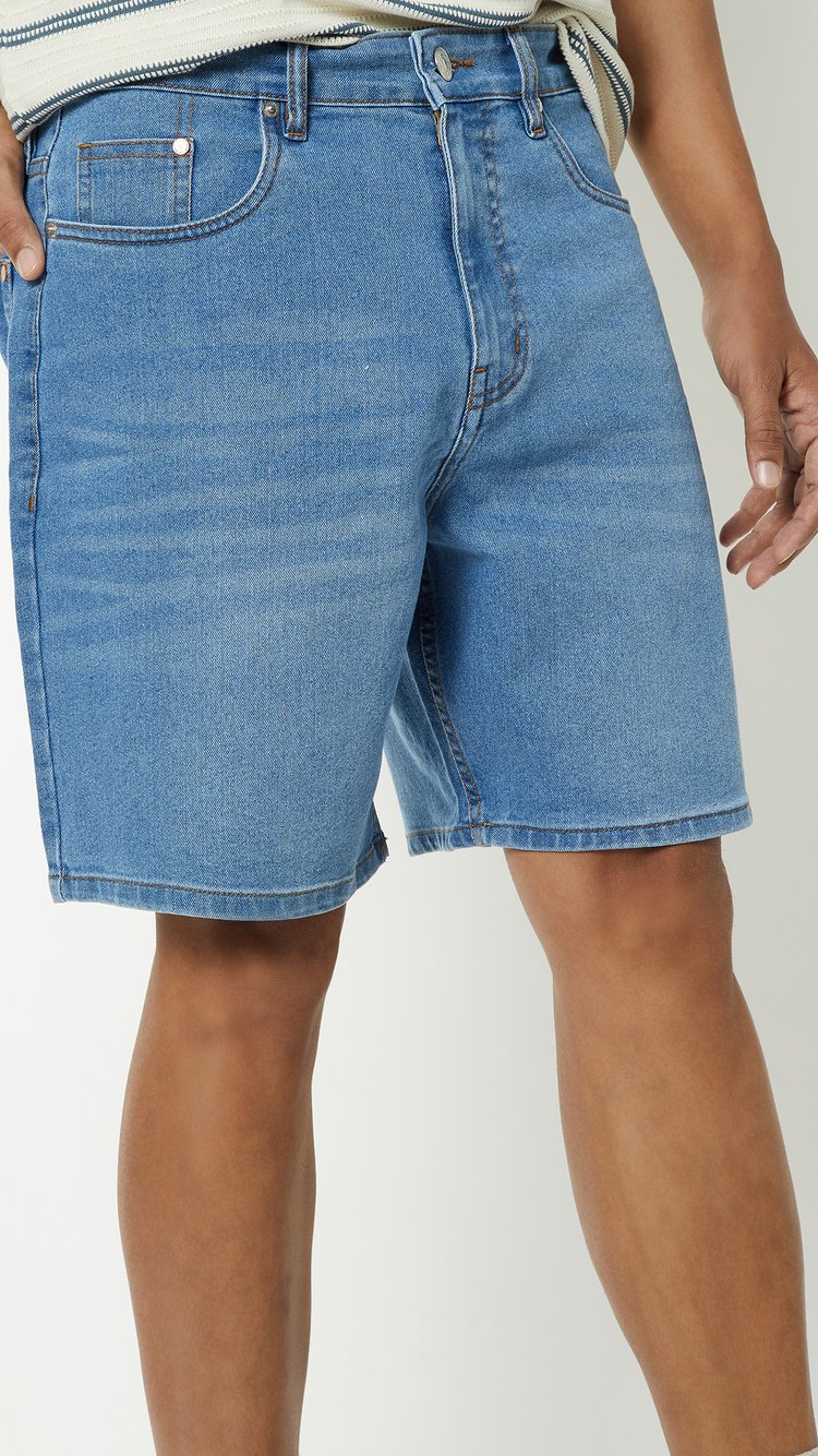 Buy Men Washed Denim Shorts Online at just Rs. 699.0