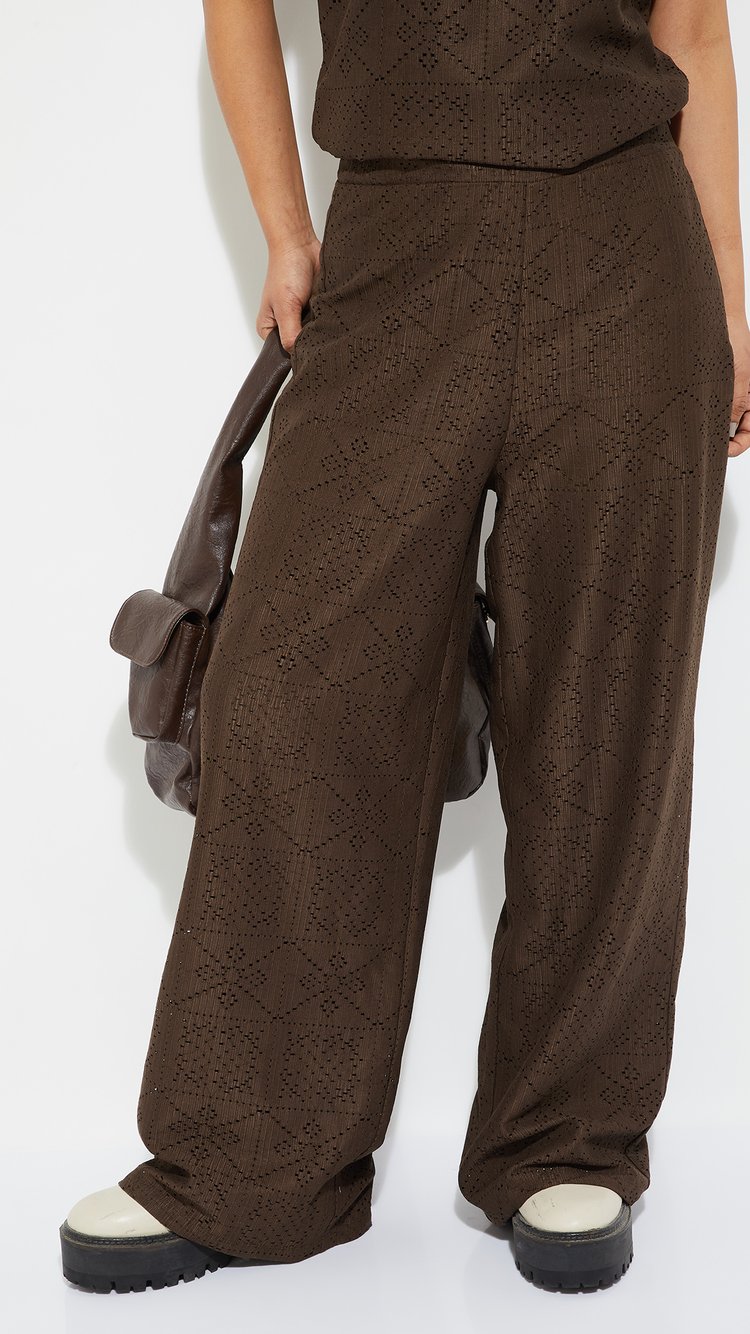 Buy ALAYA F x URB_N Women Knit Wide Leg Trousers Online at just Rs