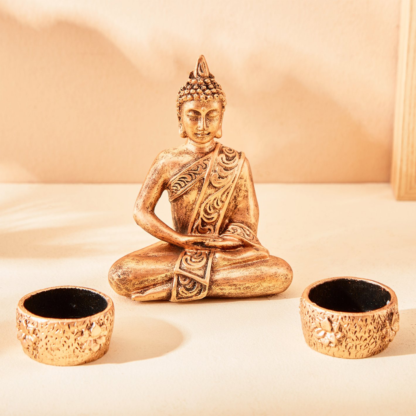 Buy Renaissance 4Pcs Polyresin Buddha Figurine with T-Light Buy Renaissance 4Pcs Polyresin Buddha Figurine with T-Light