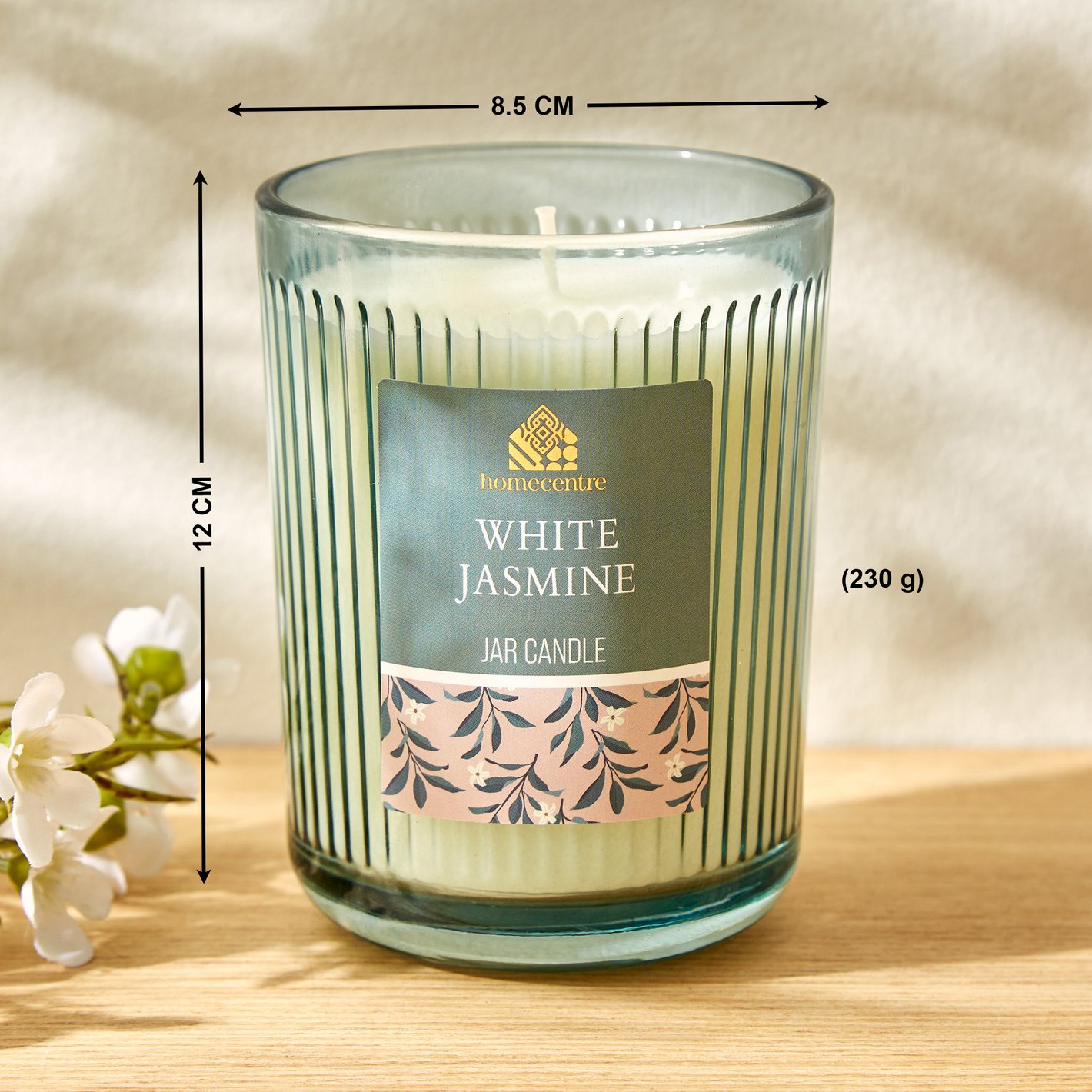 Buy Utopia White Jasmine Scented Jar Candle from Home Centre