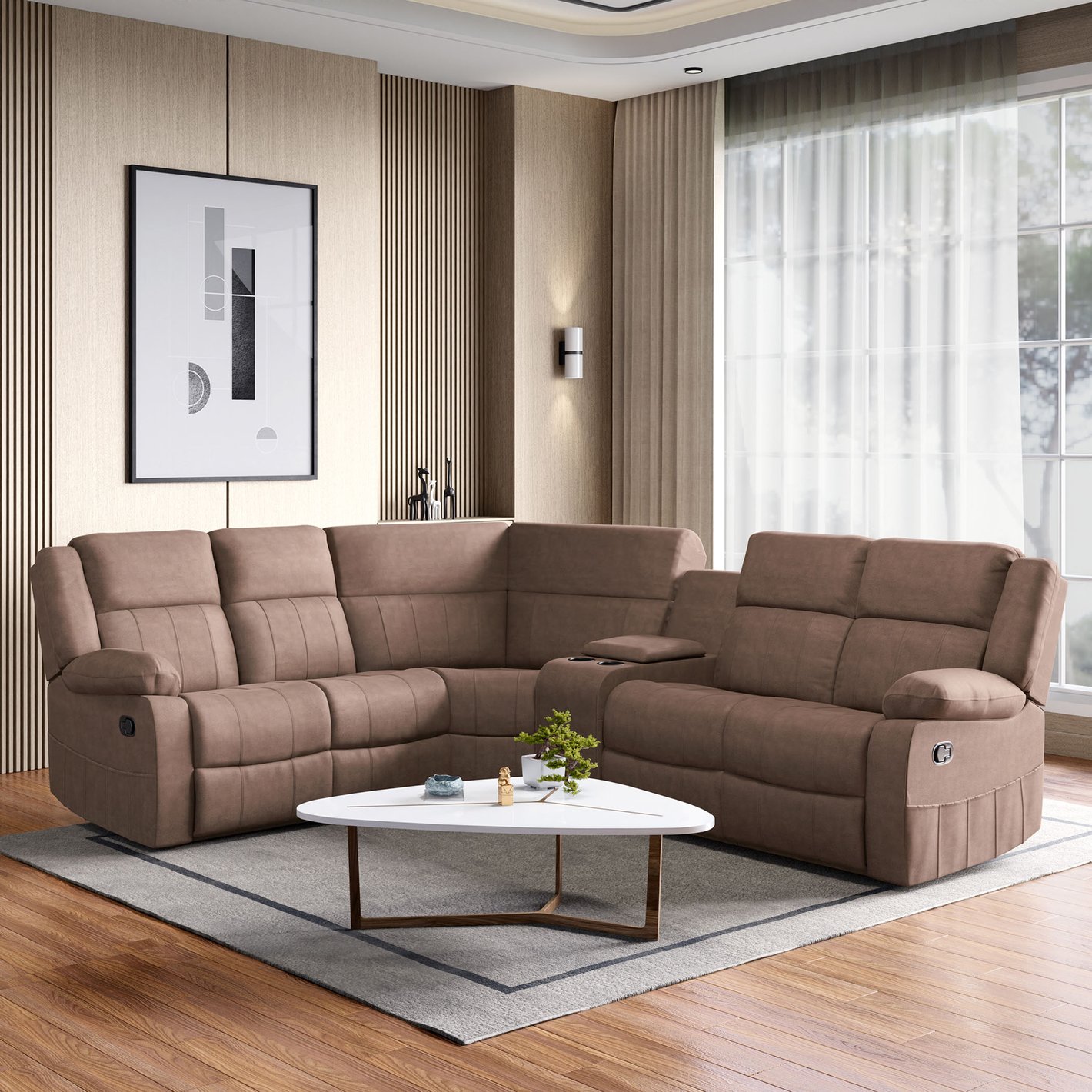 Buy Denver Fabric 5 Seater Manual Recliner Set Brown from Home Centre at just INR 156244.0