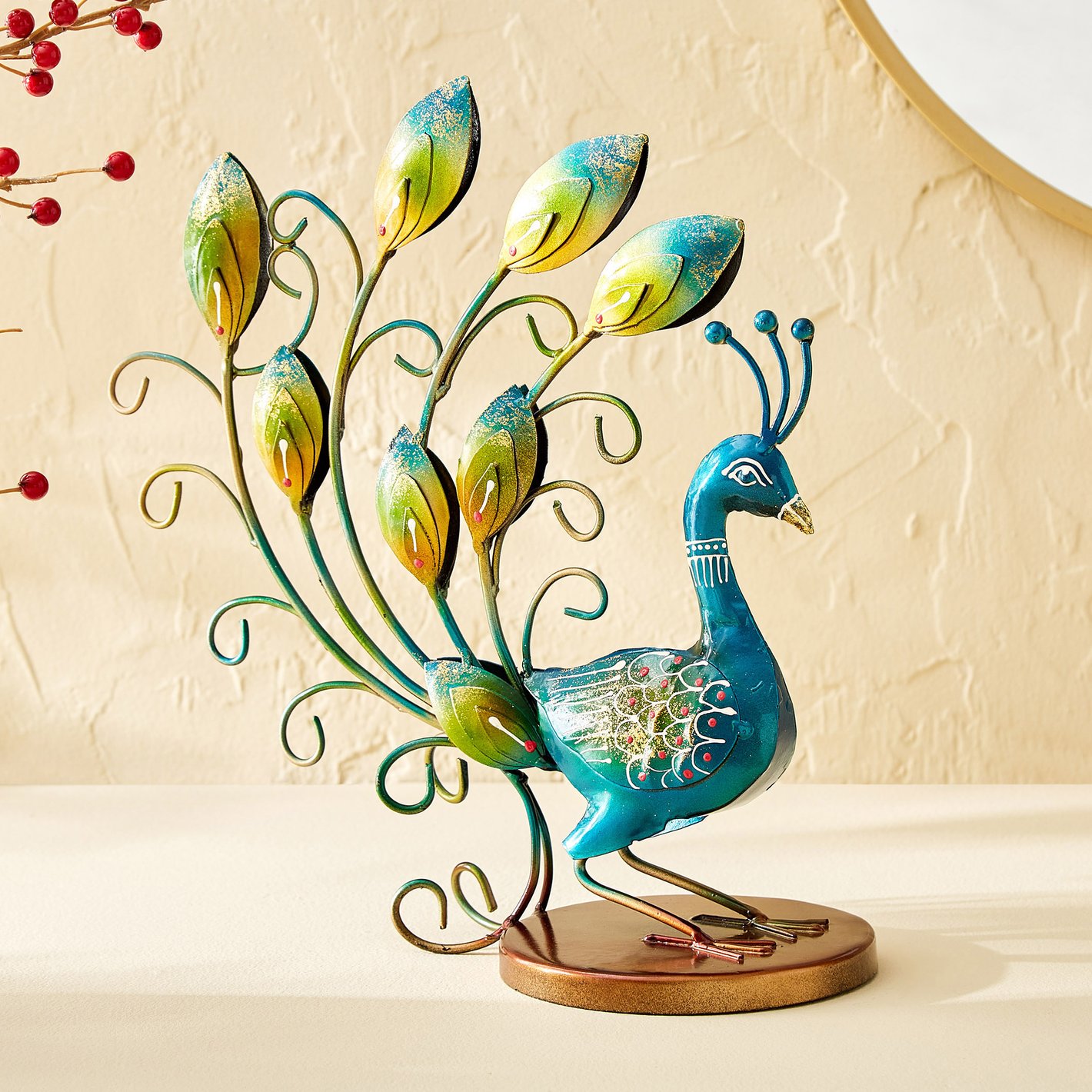 Buy Corsica Mystic India Metal Peacock Figurine from Corsica by