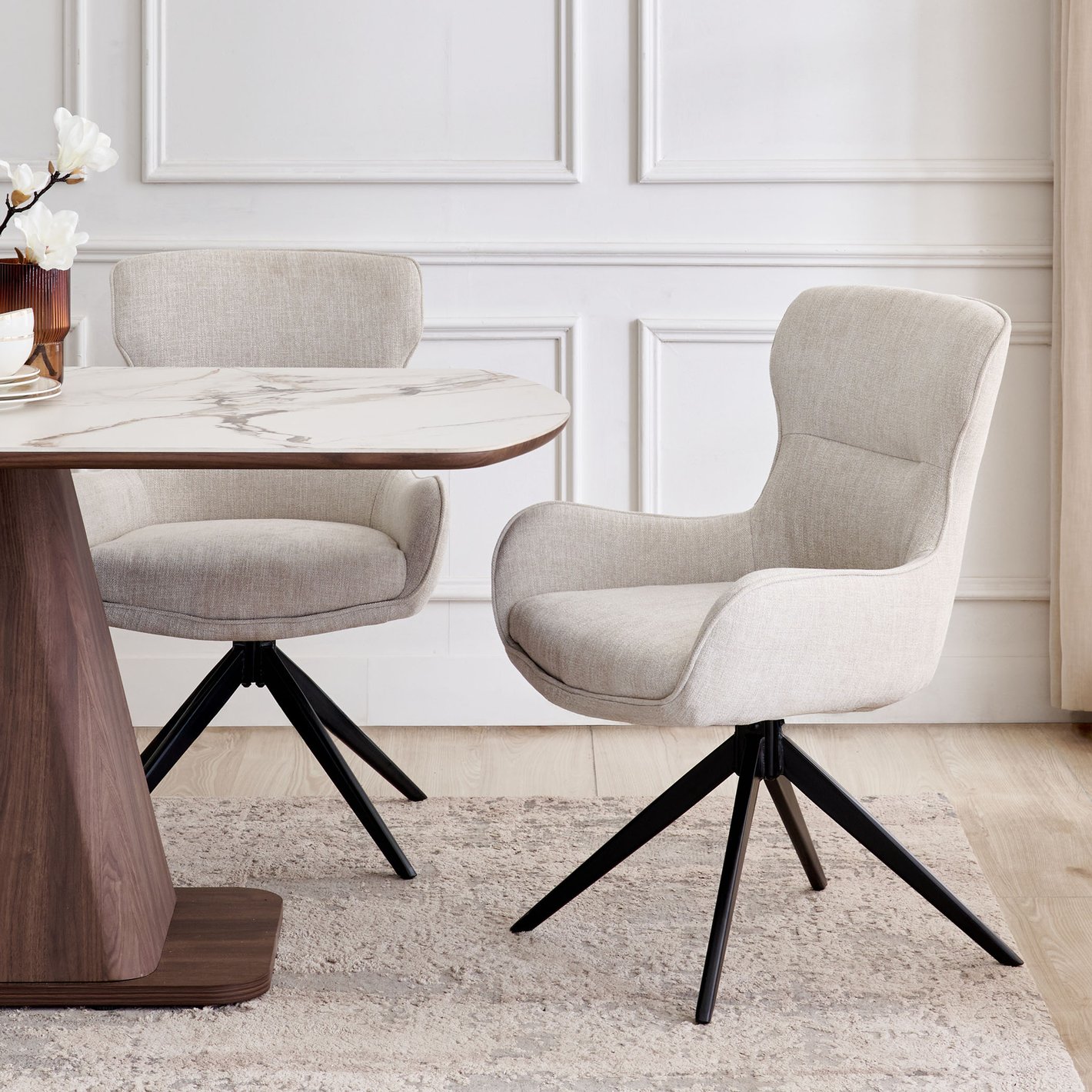 Buy Hadley Set of 2 Fabric Dining Chairs - Grey from Home Centre